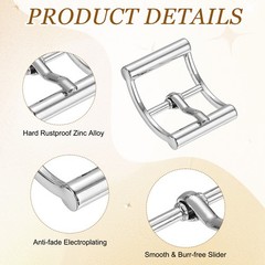 4Pcs Single Prong Belt Buckle 0.75&Prime; ID Curved Bow Buckle for Shoes, Silver