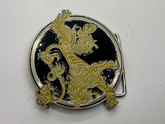 Game of Thrones Lannister House Roaring Lion Yellow Black Enameled Belt Buckle