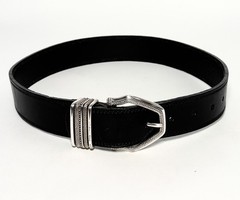 Brighton Black Leather Belt Silver Accents Small 48003