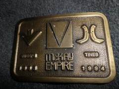 McKay Empire Brass Belt Buckle 1993-1994 Sweeps Tines