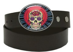 Mexican Sugar Skull Day of the Dead Tattoo Handmade Artisan Belt Buckle
