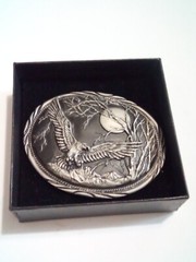 Vintage Eagle Under The Moon Large Metal Belt Buckle SSI Arizona Handcrafted