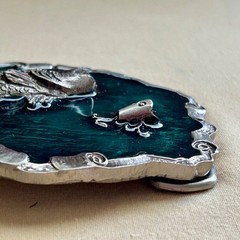 Fish Belt Buckle Green Enamel Metal Largemouth Bass and Lure 2007