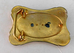 Western belt buckle, bullrider, geat shape, 1990&rsquo;s era, gold color