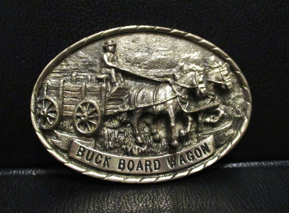 TONY LAMA Buck Board Wagon Wheel Brass Belt Buckle FIRST Edition Limited horses