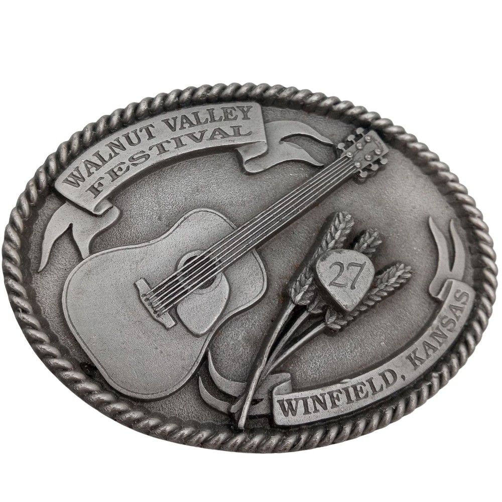 Acoustic Guitar 1998 Belt Buckle Walnut Valley Festival 27th Winfield KS Music F