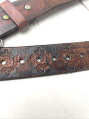 Silver Bowling Belt Buckle Vintage Buckle 1985 Leather Belt Fits 46&Prime; Length