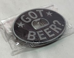 Got Beer? Bottle Opener Black Grey Oval Belt Buckle 3 1/2&Prime; x 2 3/4&Prime; NEW B1