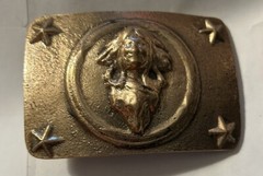 Vintage Native American Indian Chief Brass Belt Buckle USA 3.25×2 in **Read cond