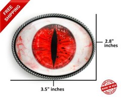 Red Monster Eyeball Belt Buckle – Halloween Taxidermy Cosplay Buckle – 8-3-E