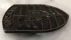 Vintage Belt Buckle Solid Brass Automotive Logo 2 5/8&Prime; L x 1 7/8 W Free Shipping