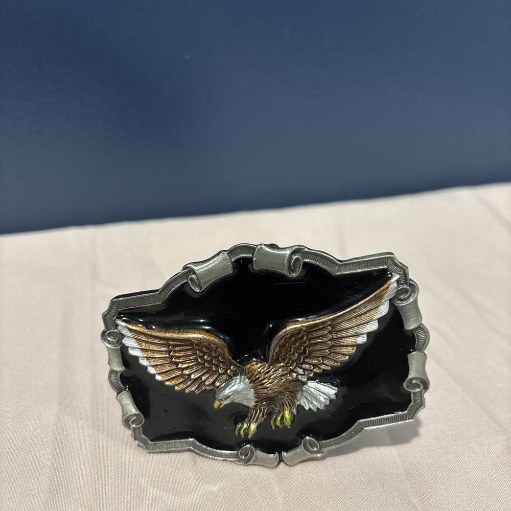 Vintage 1983 Great American Buckle Co. Pure Pewter Bald Eagle Belt Buckle