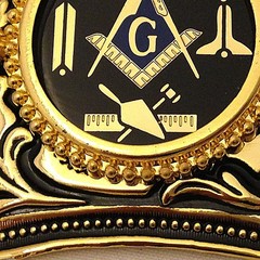 Masonic Symbols Belt Buckle Western Style Black and Gold