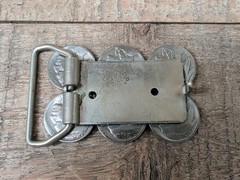 Vintage Indian Head Penny & Buffalo Nickel Belt Buckle Signed JP