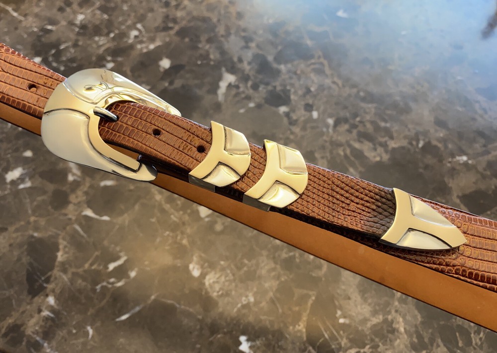 James Reid sterling .925 14k gold belt buckle set (Bishops Mitre) ✅
