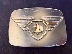 Thunderbird Shield Wings Crest Logo Enameled Belt Buckle Chrome Brand #6172