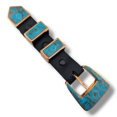 Bronze Inlay Stone Ranger 4-Piece Belt Buckle Set