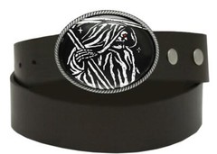 Grim Reaper Gothic Death Skeleton Handmade Oval Belt Buckle – 427