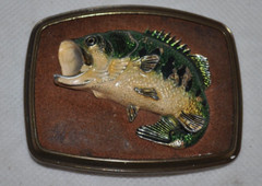 SOLID BRASS 1979 RAIN TREE FISHING BASS BELT BUCKLE EUC