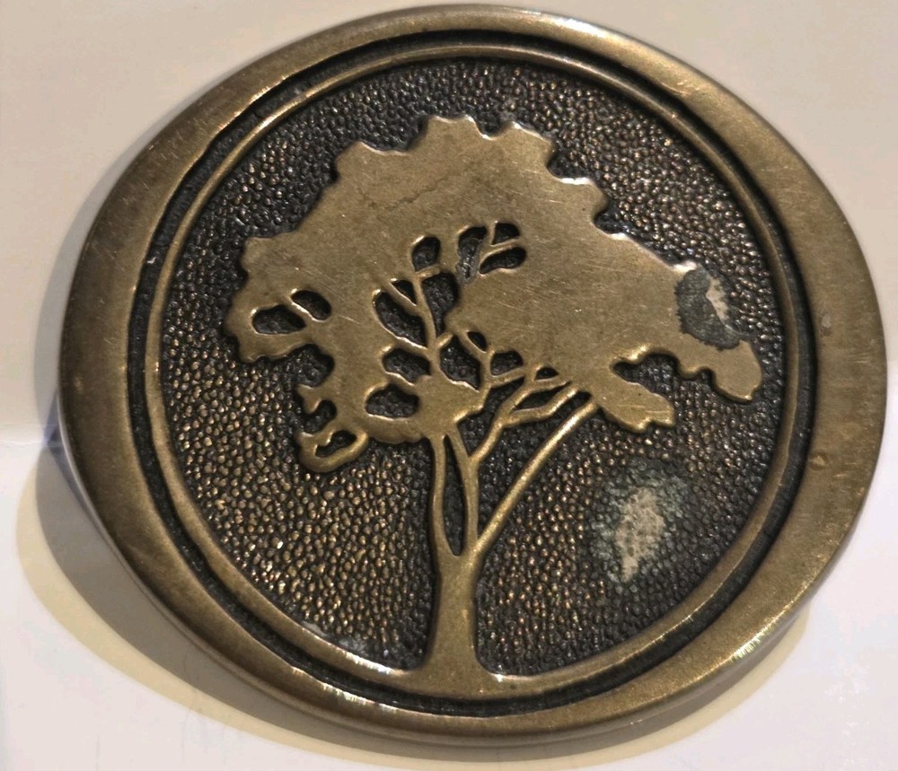 Solid Brass Tree Design Western Belt Buckle Bronze for Men BTS Vtg
