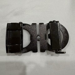 Designer Style Double Ring Belt Buckle Gunmetal Silver Tone Hinged Clamp