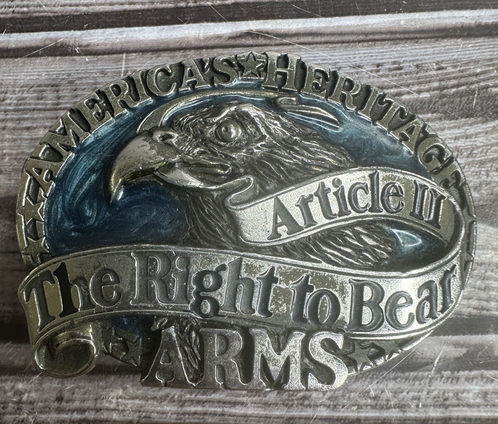 America&rsquo;s Heritage Right To Bear Arms Article II Belt Buckle 1984 H1605 USA