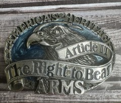 America&rsquo;s Heritage Right To Bear Arms Article II Belt Buckle 1984 H1605 USA