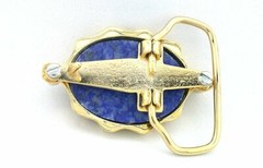 UNIQUE 40×30 Oval Lapis Cab Cabochon Gemstone Gold Color Belt Buckle EPBB1