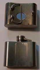 2 oz. Stainless Steel Flask Metal Removable Concealed Belt Buckle Alcohol Drinks