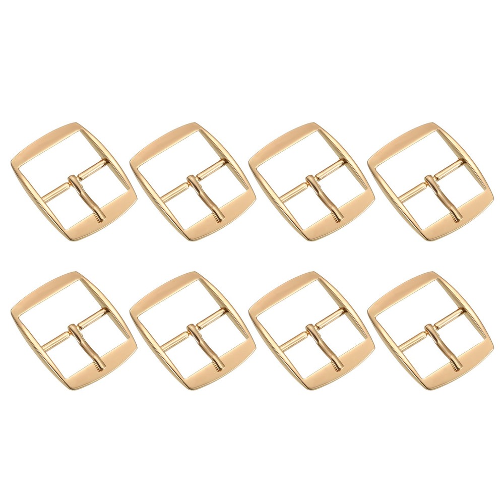 8Pcs 1.26&Prime; Single Prong Belt Buckle Square Center Bar Buckles Light Gold