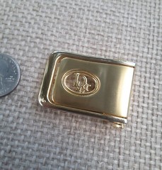 Men&rsquo;s Christian Dior Gold Toned Logo Sawtooth Clamp Belt Buckle Made in Spain