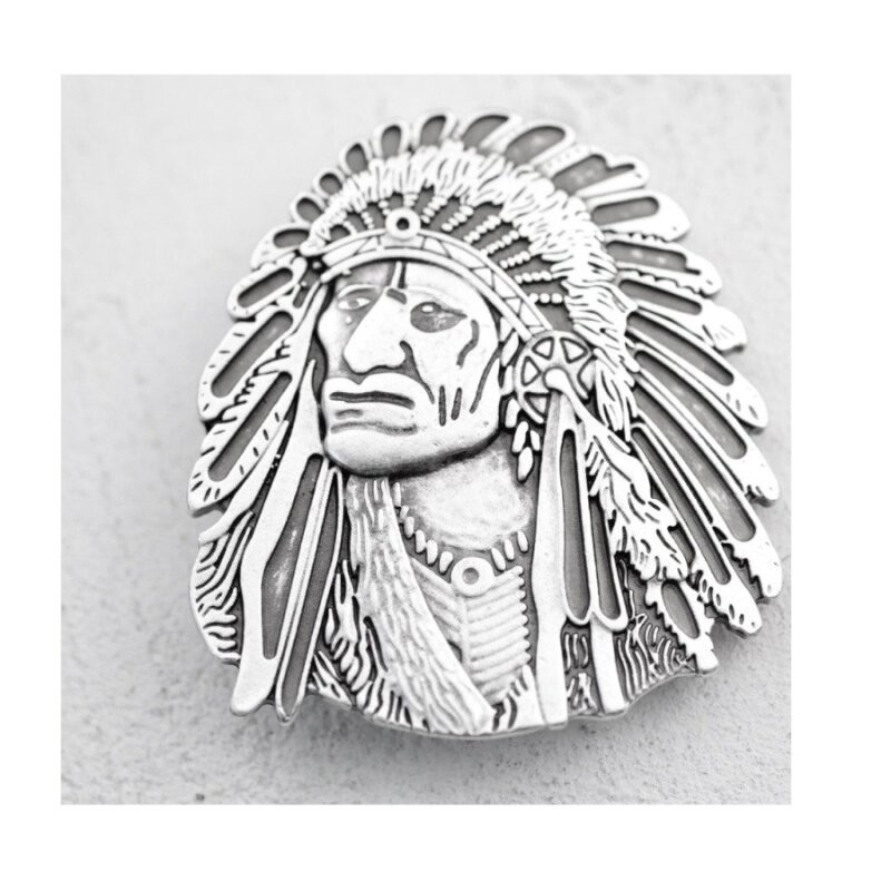 Native American Chief Belt Buckle 925 Antique Silver | Unpainted & For Painting