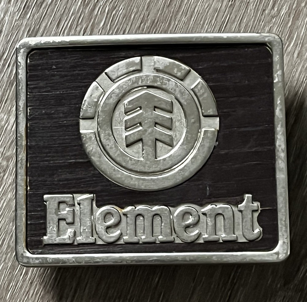 Element Metal Belt Buckle Skateboarding Brown & Silver 3&Prime;x 2.5&Prime;