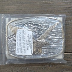 NEW Vtg Silver and Gold Tone Bald Eagle Belt Buckle U.S.A. Collectable Rare Old