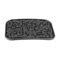 Western Cowboy Belt Buckle Carved Floral Ornate Design Antique Silver 3 1/2 inch