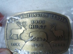 Raton NM Deer Elk Bear Hunt NRA Whittington Center Brass Belt Buckle 1991