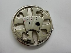 Four Aces Poker Cards Gambling Casino Silver Color Large Spinner Belt Buckle