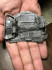 RV motorhome car travel BELT BUCKLE 1987 siskiyou metal western trip road huntin