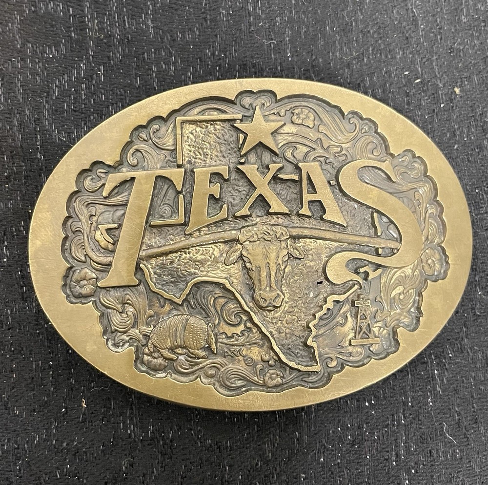 High Mesa Texas Solid Bronze Belt Buckle Vintage 1984 Longhorn Star Made In USA