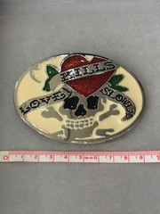 Ed Hardy Skull Belt Buckle « LOVE KILLS Slowly » White Men&rsquo;s Fashion New Japan