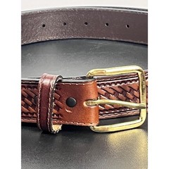 Schmidt Embossed Leather Belt with Brass Gold Buckle Men&rsquo;s Sz 48