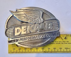 Vintage Dekalb Seed Logo Belt Buckle Silver Tone Heavy Duty Farmer Tractor