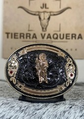 Mexican San Judas Charro Cowboy Belt Buckle Hebilla Vaquera Made In Mexico