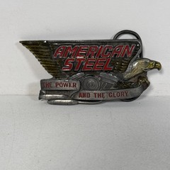 American Steel Belt Buckle Eagle The Power & The Glory Made In England 3.75”