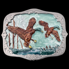 Flying Ducks Mallards Belt Buckle (New Old Stock)