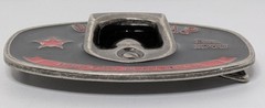 On Tap Belt Buckle Bottle Opener High Flier Beverage Black Red Silver