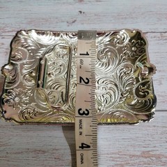 Longhorn belt buckle Western Rodeo Silver & Rose Texas-style