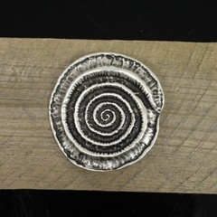 Round Spiral Fossil Belt Buckle in Antique Silver, Snail Design, Metal