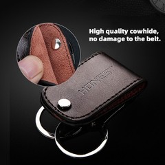 Hot Real Leather Belt Buckle Clip Keychains Car Key Holder Double Ring 2 Loops