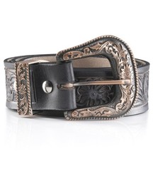 Angus Stoke western belt – Genuine buffalo 34&Prime;-36&Prime;, Black/Buckle Rose-gold